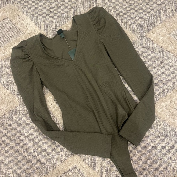 wild fable Tops - Wild Fable Olive Green Long Sleeve Body Suit Medium NWT